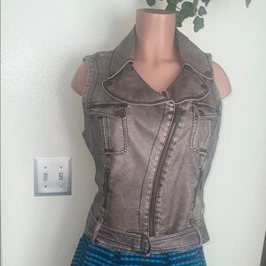BeBe Gray Denim Sleeveless Vest